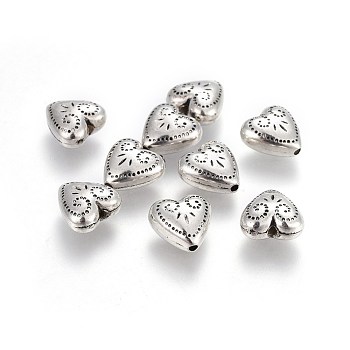 CCB Plastic Beads, Heart, Antique Silver, 11x11x6mm, Hole: 1.6mm