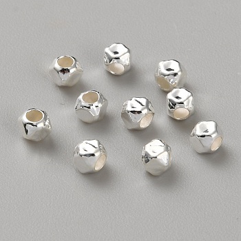 925 Sterling Silver Beads, Polygon, Silver, 3x3x3mm, Hole: 1.4mm
