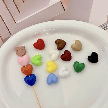 Opaque Acrylic Beads, Heart, Mixed Color, 19.5x20.8x11.2mm, Hole: 2.5mm