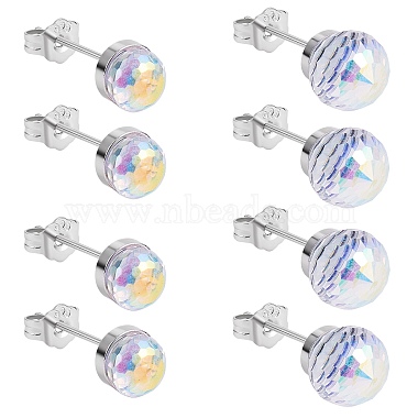Mixed Color Round Quartz Crystal Stud Earrings