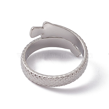 Non-Tarnish 304 Stainless Steel Ring Arowana Fish Wrap Open Cuff Ring for Women(RJEW-C045-21P)-3