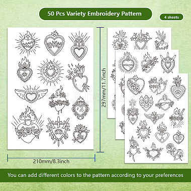 4 Sheets 11.6x8.2 Inch Stick and Stitch Embroidery Patterns(DIY-WH0455-120)-2