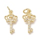 Brass Micro Pave Clear Cubic Zirconia Charms(X-ZIRC-Q024-13G)-2