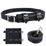 Medieval PU Leather Sword Holder Belts, with Alloy Clasps, Platinum, Black, 1110x27.5x2.5~7.5mm(AJEW-WH0871-64B)