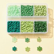 1068Pcs 6 Style Baking Paint Opaque Colours Glass Seed Beads, Round, Small Craft Beads for DIY Jewelry Making, Green, 3mm, Hole: 1mm, about 178Pcs/style(SEED-FS0001-03)