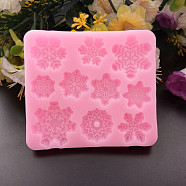 Food Grade Silicone Molds, Fondant Molds, For DIY Cake Decoration, Chocolate, Candy, UV Resin & Epoxy Resin Jewelry Making, Snowflake, Hot Pink, 91x82x7mm, Inner Size: 22~32mm(DIY-L006-29)