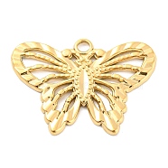 304 Stainless Steel Pendants, Butterfly Charms, Real 18K Gold Plated, 22x30.5x1.5mm, Hole: 2.2mm(STAS-I202-15G)