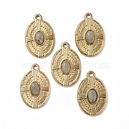 Vacuum Plating 201 Stainless Steel Natural Labradorite Pendants, Real 18K Gold Plated, Oval Charms, 21x14x3mm, Hole: 1.6mm(STAS-C064-VC873)
