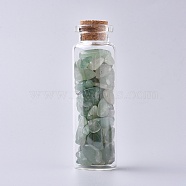 Glass Wishing Bottle, For Pendant Decoration, with Green Aventurine Chip Beads Inside and Cork Stopper, 22x71mm(DJEW-L013-A09)