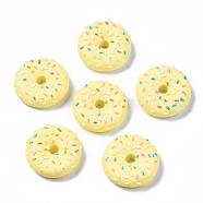 Spray Painted Resin Cabochons, Donut, Yellow, 28.5x28.5x9mm(CRES-Q215-002D)