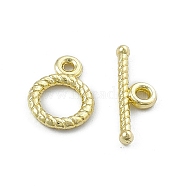 Rack Plating Alloy Toggle Clasps, Twist Ring, Light Gold, Ring: 12.5x9x1.6mm, Hole: 1.2mm, Bar: 16x5.5x1.5mm, Hole: 1.5mm(PALLOY-I216-24LG)