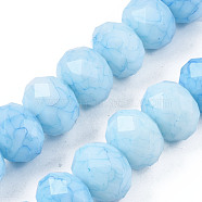 Opaque Baking Painted Glass Beads Strands, Imitation Stones, Faceted, Rondelle, Light Sky Blue, 13~14x10mm, Hole: 1mm, about 33pcs/strand, 13.19 inch~13.78 inch(33.5~35cm)(EGLA-N006-009C-A17)