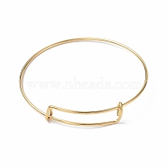 Ion Plating(IP) Adjustable 304 Stainless Steel Wire Bangle Making, Real 18K Gold Plated, Inner Diameter: 2-1/2 inch(6.5cm)(MAK-F286-03G)