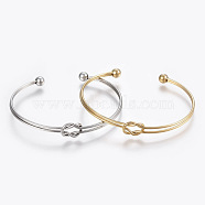 304 Stainless Steel Cuff Bangles, Mixed Color, 2-1/2 inch(65mm)x2 inch(50mm)(BJEW-K197-47)