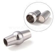 304 Stainless Steel Magnetic Clasps, Barrel, Stainless Steel Color, 15x8mm, Hole: 4mm(X-STAS-K006-09C-4mm)