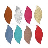 Eco-Friendly Sheepskin Leather Big Pendants, Leaf, Mixed Color, 70x29x1mm, Hole: 1.4mm(FIND-S301-24)