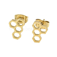 304 Stainless Steel Stud Earrings, Golden, 10.5x7.5mm(EJEW-G384-03C)