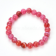 Natural Dragon Veins Agate Beaded Stretch Bracelets, Dyed, Round, Crimson, 2-1/8 inch(55mm)
(BJEW-Q692-02B)