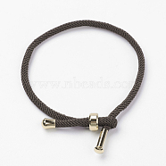 Cotton Twisted Cord Bracelet Making, with Stainless Steel Findings, Golden, Coffee, 9 inch~9-7/8 inch(23~25cm), 3mm(MAK-L012-06)