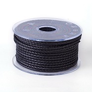 Braided Cowhide Cord, Leather Jewelry Cord, Jewelry DIY Making Material, Black, 3mm, about 5.46 yards(5m)/roll(WL-I003-3mm-D-05)