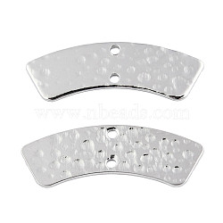 Brass Connector Charms, Curved Rectangle, Nickel Free, Real Platinum Plated, 10x28.5x1mm, Hole: 1.4mm(KK-T027-27P)