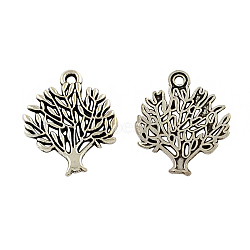 Tibetan Style Tree of Life Alloy Pendants, Cadmium Free & Lead Free, Antique Silver, 20x16x2mm, Hole: 1.5mm, about 555pcs/500g(TIBEP-Q043-307-RS)
