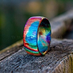 Rainbow Pride Flag Acrylic Finger Rings, Colorful, US Size 10(19.8mm)(PW-WG35059-06)