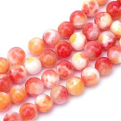 Natural Dyed Persian Jade Gemstone Bead Strands, Round, Dark Orange, 6mm, Hole: 1mm, about 66pcs/strand, 15.7 inch(G-R271-6mm-XP11)