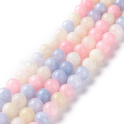 Natural White Jade Imitation Morganite Beads Strands, Round, Dyed, 8mm, Hole: 1mm, about 48pcs/strand, 15.16 inch(38.5cm)(X-G-I299-F14-8mm)
