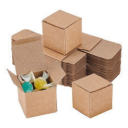Kraft Paper Box, Square, Dark Goldenrod, 3.8x3.8x3.8cm(CON-BC0004-91)