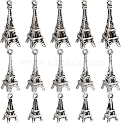 60Pcs 3 Style Tibetan Style Alloy Pendants, Eiffel Tower, Cadmium Free & Lead Free, Antique Silver, 16~26x7~13x7~13mm, Hole: 1~1.6mm, 20pcs/style(TIBEP-SC0002-38)