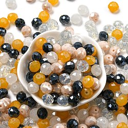 Glass Beads, Faceted, Rondelle, Old Lace, 10x8mm, Hole: 1mm, about 67pcs/60g(EGLA-A034-SM10mm-38)