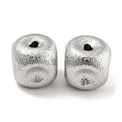 Brass Textured Beads, Square, Real Platinum Plated, 9.5x9.5x9.5mm, Hole: 2.5mm(KK-P258-04C-P)