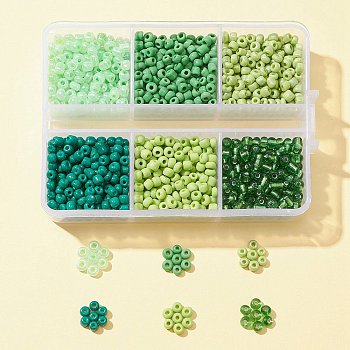 1068Pcs 6 Style Baking Paint Opaque Colours Glass Seed Beads, Round, Small Craft Beads for DIY Jewelry Making, Green, 3mm, Hole: 1mm, about 178Pcs/style