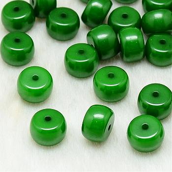 Resin Beads, Column, Green, 10x7mm, Hole: 1.5mm