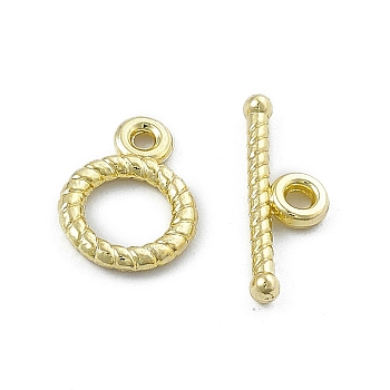 Rack Plating Alloy Toggle Clasps, Twist Ring, Light Gold, Ring: 12.5x9x1.6mm, Hole: 1.2mm, Bar: 16x5.5x1.5mm, Hole: 1.5mm