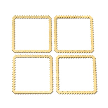 Brass Linking Rings, Lead Free & Cadmium Free, Square, Real 24K Gold Plated, 30x30x0.5mm, Inner Diameter: 26mm