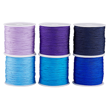 Elite 6 Rolls 6 Colors Braided Nylon Thread, Chinese Knotting Cord Beading Cord for Beading Jewelry Making, Mixed Color, 0.8mm, about 100 yards/roll, 1 roll/color