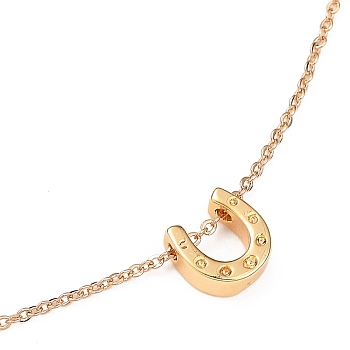 Brass Pendant Necklaces, with 304 Stainless Steel Lobster Claw Clasps, Horseshoe, Golden, 16.06 inch(40.8cm)