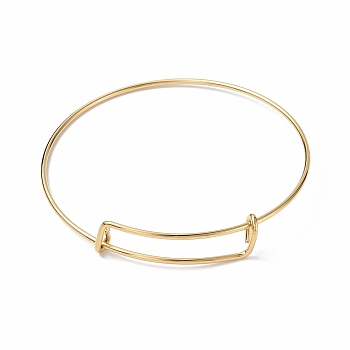 Ion Plating(IP) Adjustable 304 Stainless Steel Wire Bangle Making, Real 18K Gold Plated, Inner Diameter: 2-1/2 inch(6.5cm)