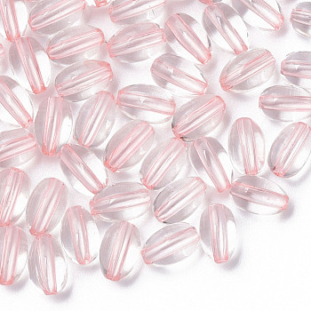 Transparent Acrylic Beads, Oval, Pink, 9.5x6mm, Hole: 1.5mm, about 2000pcs/500g