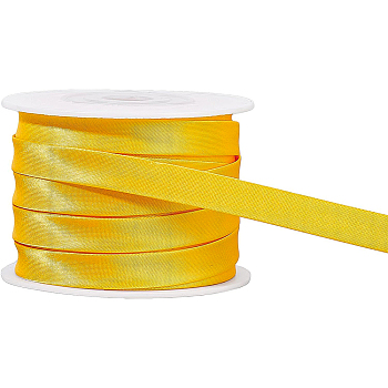 12.5M Satin Piping Trim, Cotton for Cheongsam, Clothing Decoration, with 1Pc Plastic Spools, Gold, 3/8 inch(10mm)