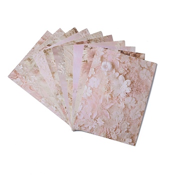 30 Sheets 10 Styles Vintage Lace Flower Scrapbook Paper Pads, for DIY Album Scrapbook, Greeting Card, Background Paper, Pearl Pink, 140x100x0.1mm, 3 sheets/style