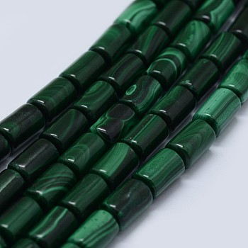 Natural Malachite Beads Strands, Column, 10x6mm, Hole: 0.8mm, about 41pcs/strand, 15.5 inch(39.5cm)