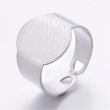 Cuff Pad Ring Bases, Brass, Platinum Color,Size: about 16mm inner diameter, 15mm wide, Tray: 15x11mm(EC916)
