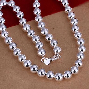 Colliers de perles à billes rondes en laiton plaqué argent populaire(NJEW-BB12698-10)-2
