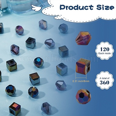 360 pièces 3 brins de perles de verre électrolytiques de style(EGLA-SZ0001-25C)-2