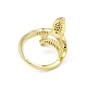 Clear Cubic Zirconia Fishtail Shape with Teardrop Charm Open Cuff Ring(RJEW-I091-19G)-3