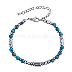 Dyed Natural Imperial Jasper & Stainless Steel Beaded Bracelets for Women, Round & Disc, 6.50 inch(16.5cm)~6.69 inch(17cm)(ID8226-2)