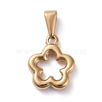 304 Stainless Steel Pendants, Flower, Golden, 14x11x3mm, Hole: 6x3mm(STAS-I127-069G-B)